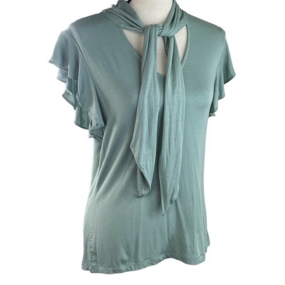 Lauren Ralph Lauren Sage Green Tie Neck Blouse - Picture 6 of 9
